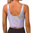 thumbnail image 3 of Haiem Lavender Glitter Foil Stripes Pattern Womens Sports Bra - U Neck Padded Low Impact Yoga Bra Workout Crop Top Gym Moisture-Wicking Workout Vest -Medium, 3 of 9