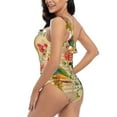 thumbnail image 5 of Yiaed Vintage Bird Print Women One Piece Swimsuits Tummy Control One Shoulder Bathing Suits Pattern Ruffle Swimwear-Small, 5 of 8