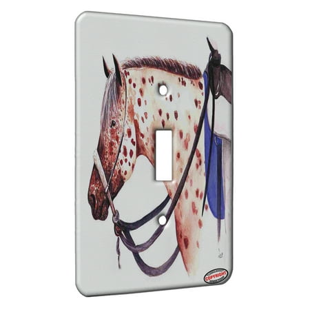 Horse Switch Plate Covers KuzmarK™ Single Gang Toggle Switch Wall Plate - Sorrel Leopard Appaloosa in Bosal Western Horse Art by Denise Every ()