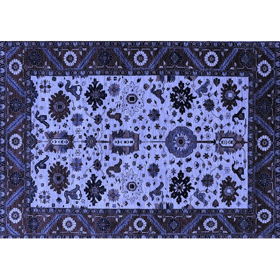 Ahgly Company Machine Washable Indoor Rectangle Oriental Blue Traditional Area Rugs, 2' x 4'