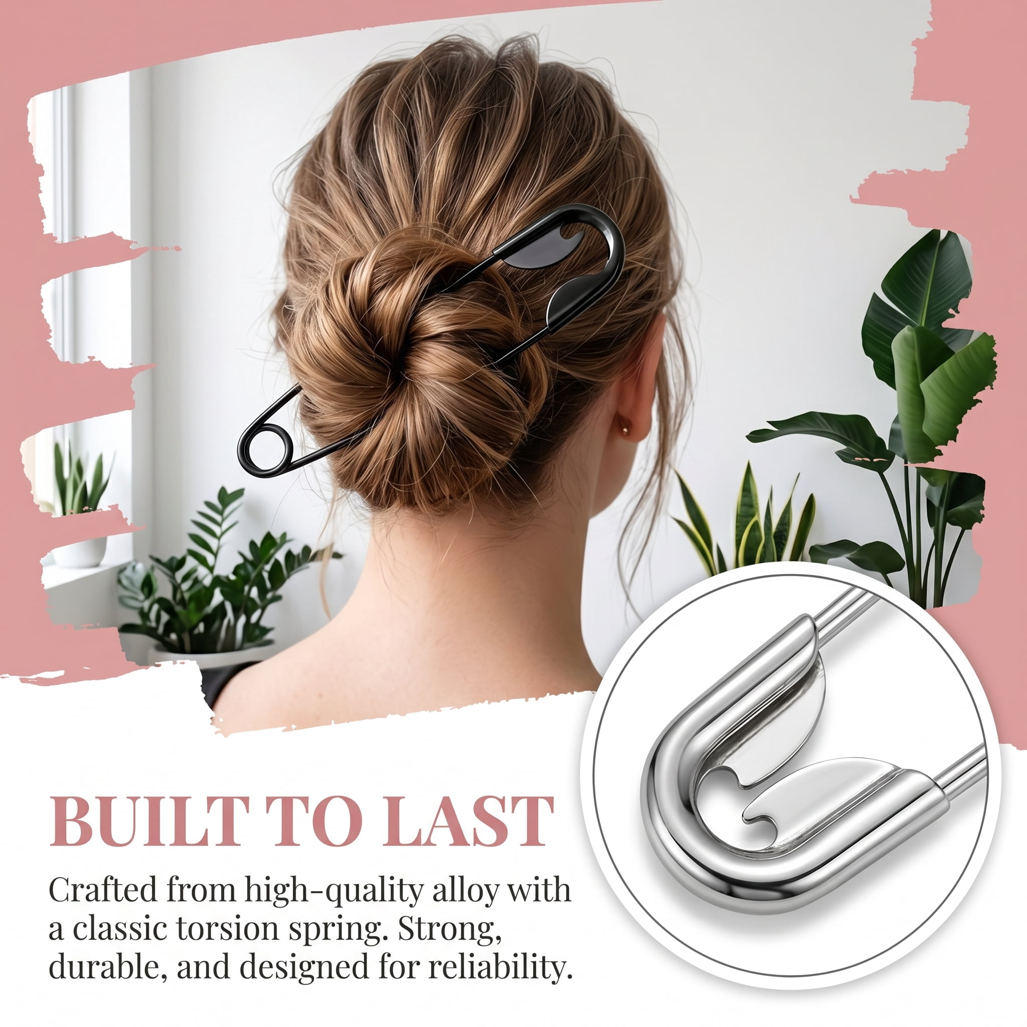 Zzjniupiyyds Hair Barrette, Pin & Clip, Silver, 3 Count