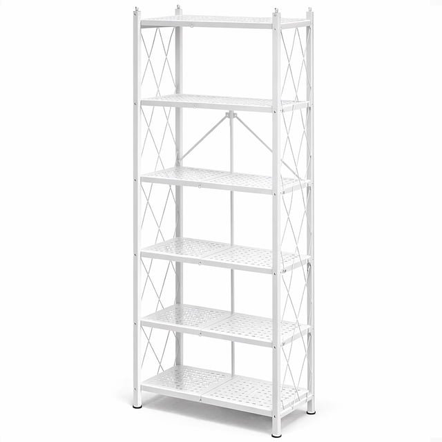 Origami RB-03 6 Shelf Open Styled Home Organizational Deco Rack Bookshelf, White