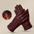 thumbnail image 2 of Fgnfyis Ladies Autumn Winter Solid Color Leather Gloves Windproof Thermal Lined Warm for Fashion Cold Protection and Daily Use Purple, 2 of 4