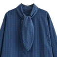 thumbnail image 6 of Wowcloth Women's Long Sleeve Plaid Shirt with Stand Collar and Scarf Style, Fashion Casual Blouse for Everyday Wear and Office Wears, 6 of 6