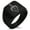 Black, variant on Stainless Steel Artemis Greek Goddess of Moon Geometric Pattern Biker Style Polished Ring