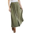 thumbnail image 1 of Xuanfei Women Elastic Waistband Single-Breasted Deco Pleated Midi Skirt, 1 of 5