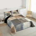 thumbnail image 3 of Manfei Geometric Plaid Full Size Comforter Sets,Modern Abstract Art Bedding Comforter Set,Brown Gray Bedding Sets For Men Women,Super Cozy Room Decor Reversible,3 Pieces, 3 of 8