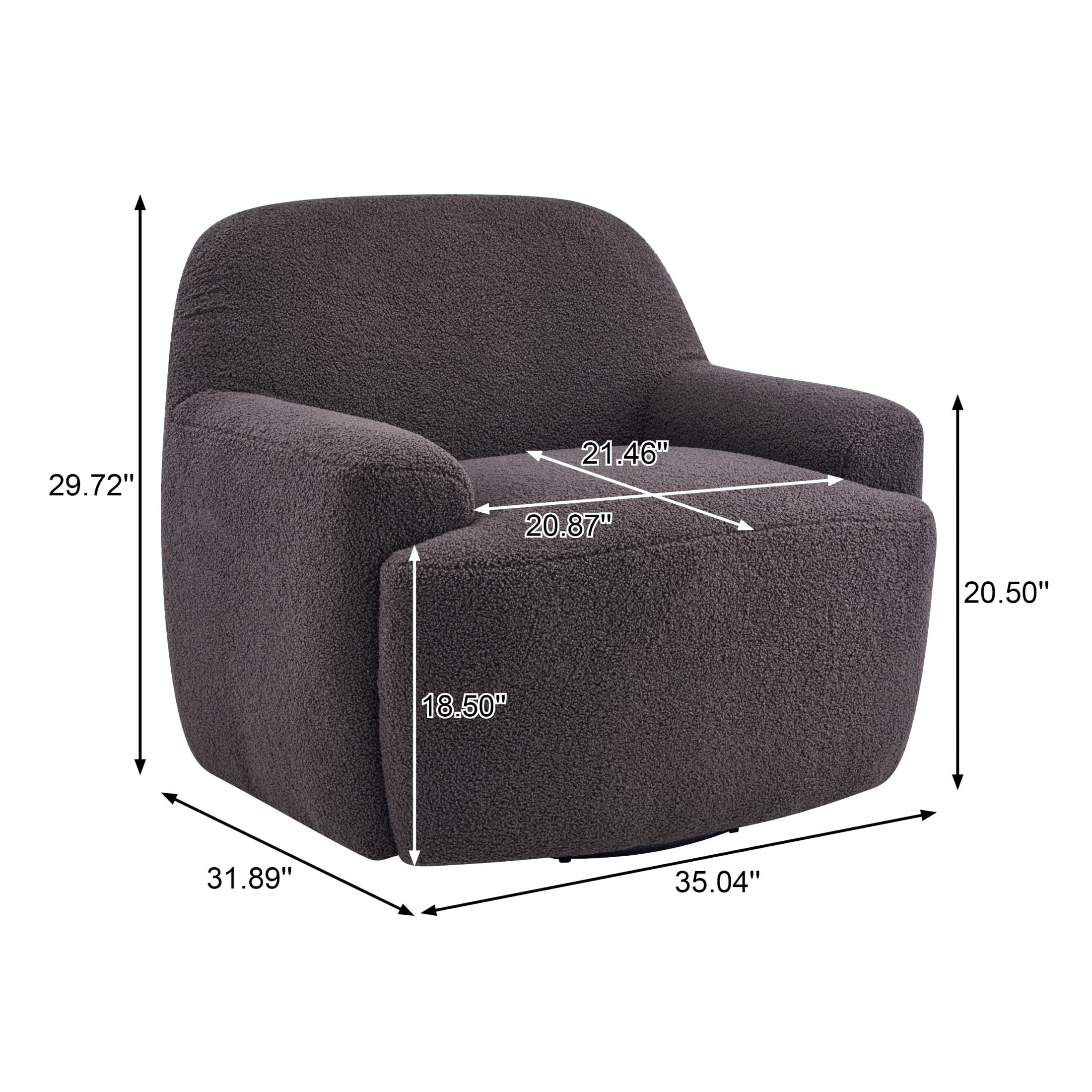 Christopher Knight Home 360° Swivel Accent Chair, Teddy Upholstered Barrel Lounge Chair, Dark Brown