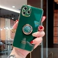 thumbnail image 1 of Pour Apple iPhone 11 Pro Max Étui Anneau Vert Foncé Luxe Plaqué Élégant Étui, 1 of 1