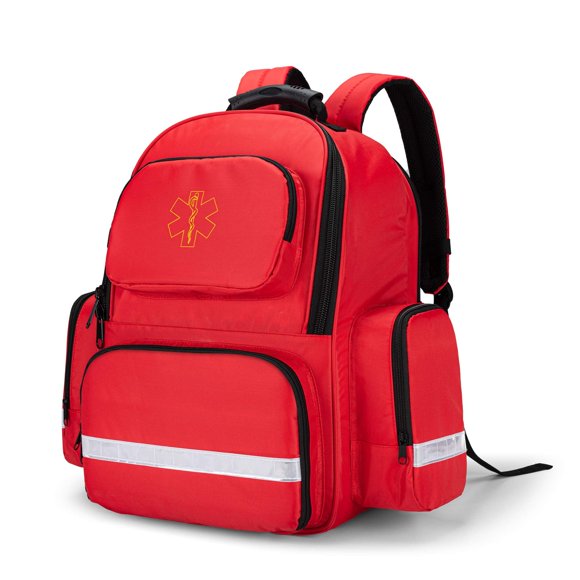 Trunab Large First Responder Bag Trauma Backpack Empty, Emergency Medical Bags Storage Jump Bag Pack for EMT, EMS, Police, Firefighters, Red (Patente
