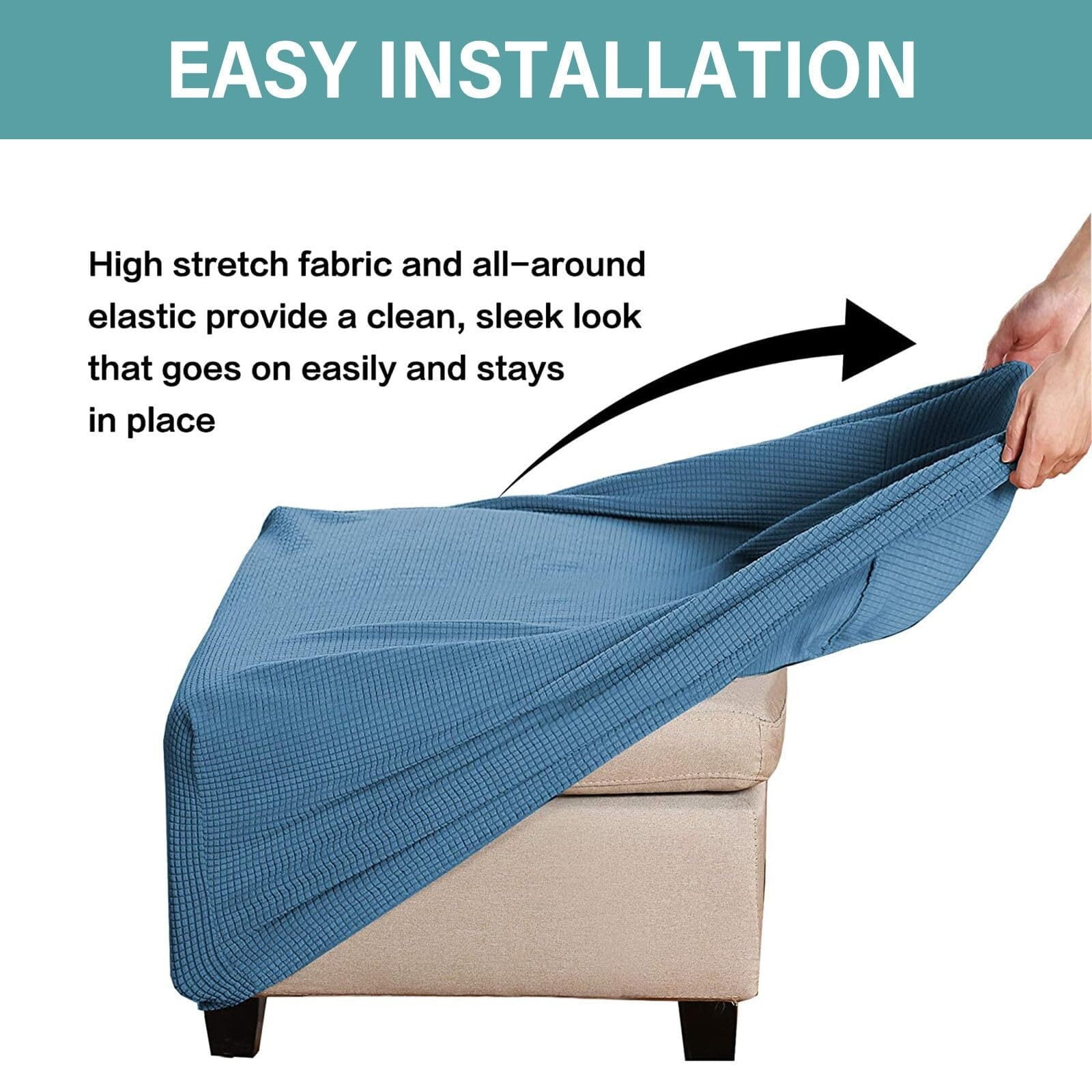 LKJYER Chair Slipcover with Ottoman Cover, Stretch Sofa Cover with Ottoman Slipcovers Removable Washable Armchair Covers Non Slip Furniture Protector