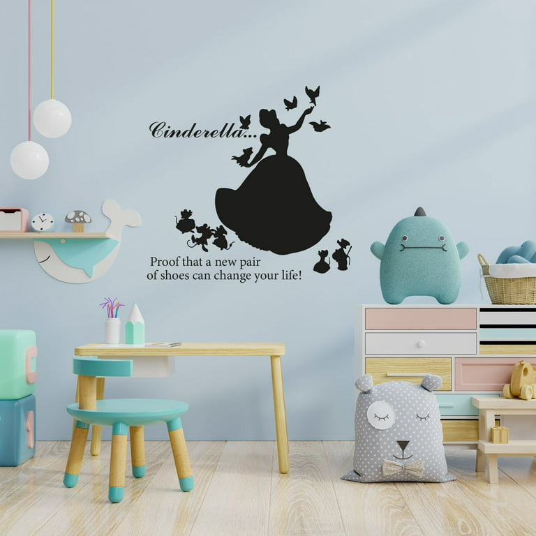 Cinderella… Proof That A New Pair Of Shoes Can Change Your Life -  Cinderella Cartoon Silhouette Quote Vinyl Wall Art Sticker Decal Home  Decoration Design Kids Room Nursery Room Size (20x20 inch) 