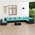 thumbnail image 1 of vidaXL 9 Piece Patio Lounge Set with Cushions Poly Rattan Black, 1 of 5