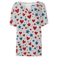 thumbnail image 3 of AKEGAMN Red V Neck Short Sleeve Casual Top - Stylish Print Design, S-3XL, 3 of 7
