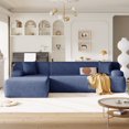 thumbnail image 4 of Harper & Bright Designs Convertible Modular Sectional Sofa L Shaped Reversible Couch Chenille Sleeper Combination Sofa for Living Room, Blue(No Metal Frame, Foam + Pocket spring Fill), 4 of 19