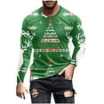 thumbnail image 2 of Blusas y camisas de manga larga con cuello redondo para hombre, blusa informal de manga larga con cuello redondo y estampado, blusa de poliéster para hombre, 2 of 5