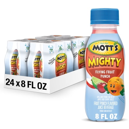 Mott's Mighty Flying Fruit Punch Juice, 8 fl oz, 24 Count Bottles (4 Packs of 6)