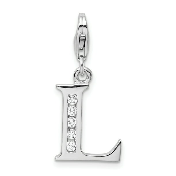 925 Sterling Silver Cubic Zirconia Cz Dainty Letter L Initiale Nom Monogramme Collier Pendentif Charme