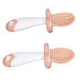 thumbnail image 4 of Baby Training Fork Spoon Spoons Forks Tableware Set Baby Fork Spoon Set Soft PP Short Handles Eat Training Toddler Feeding Utensils Tableware SetBrown, 4 of 8