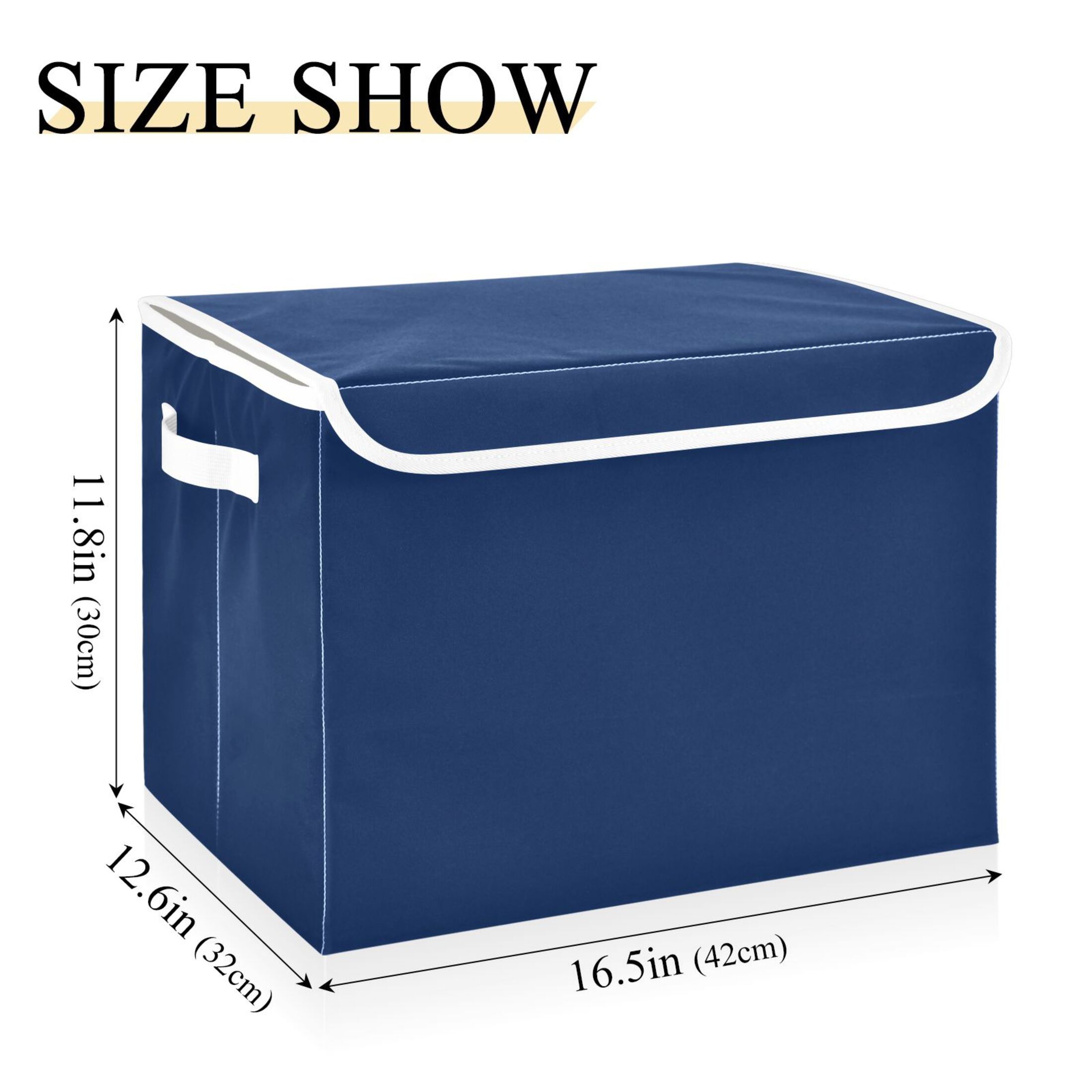 Ryvnso Dark Blue Paint Large Lidded Foldable Storage Baskets Cubes Boxes Lids Bin for Home