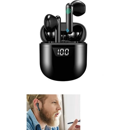 Bluetooth Headphones,Wireless Bluetooth 5.2 Earphones with Noise Reduction,Sport Earphones IPX7 Waterproof Pop-ups Auto Pairing Fast Charging for Apple/AirPods Pro/Android/iPhone(Black)