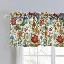 Global Trends Amanda Contemporary Floral Print Window Rod Pocket Lined Valance, White, 84 W x 19 L inches