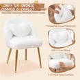 thumbnail image 3 of Hobooment Makeup Chair Comfy Vanity Stool for Bedroom, Living Room or Home Office Compact Accent Chair Small Office Chair with Plush Faux Fur Rabbit Hair, White, 3 of 9