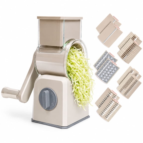 Manual Rotary Vegetable Slicer with 1 Blade, Hand Crank Food Chopper for Cheese, Potato & Cucumber, Compact Kitchen Grater, Easy to Use