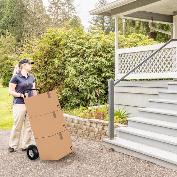 600 Lb Steel Hand Truck with P Handle and 10" Pneumatic Wheels