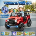 thumbnail image 3 of Joyracer 800W 24 Volt Ride on Toys, 4WD/2WD 3 Speeds Oversized Power Car Wheels, 2-Seater Ride on Truck with Remote Control, Electric Car Gift for Kids with Music, Bluetooth, Horn, Light, Red, 3 of 13