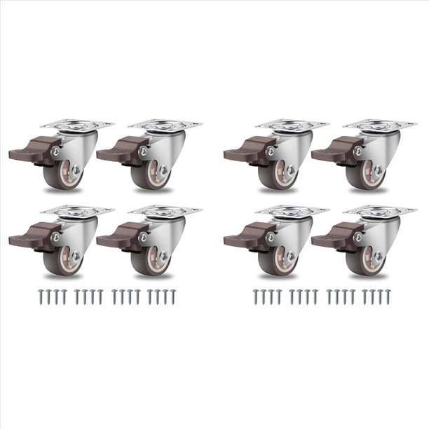 Ruedas para Muebles Pequeñas de 25 mm, Ruedas Giratorias de 360 Grados Capacidad de Carga de Servicio Pesado Ruedas de Goma Maciza Silenciosas Juego de 8