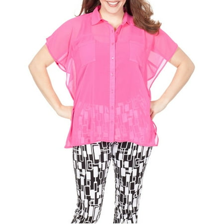 Moda Women's Geo Pop Collection Batwing Sleeveless Blouse
