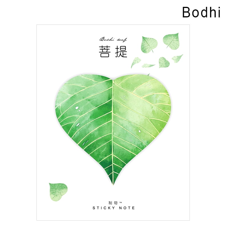 Hot Natural Plant Leaf Memo Pad Sticky Notepad Kawaii Stickers Message Note 