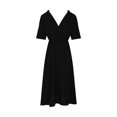 thumbnail image 4 of ZZwxWA Womens Solid Summer Dress Maxi High Waist Maxi Dress Wrap V Neck Wedding Cold Shoulder Split Smocked Long Dresses off Sexy Sundress, 4 of 6