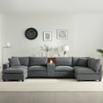 thumbnail image 5 of Harper & Bright Designs Modular Sectional Sofa Set with 2 Ottoman and Cup Holder, 4-Seat U-Shaped Couch with Console and Wide Seat, Oversized Chenille Upholstered Sectional Sofe with USB Charger, Gray, 5 of 21