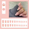 thumbnail image 3 of 24 piezas de uñas postizas cortas cuadradas blancas, uñas francesas con purpurina, 3 of 5