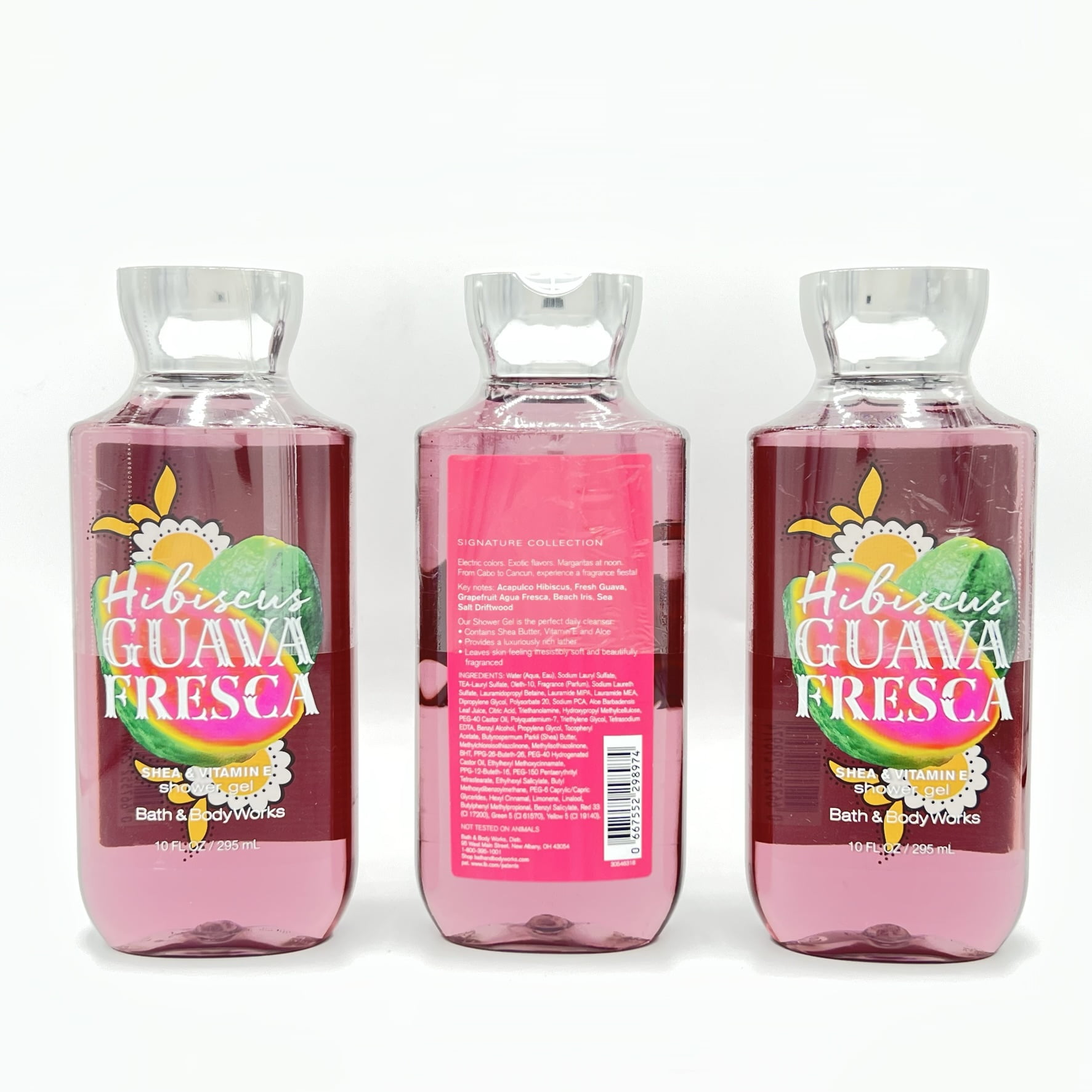 Bath & Body Works Hibiscus Guava Fresca 10oz Shower Gel, Pack of 3