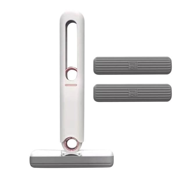 Renjiang Portable Mini Cleaning Mop, Mini Sponge Mop, Wet and Dry Use Cleaning System, Mini Mop for Bathroom, Kitchen, Desktop, Glass, Living Room, Car (2 Sponge Head + 1 Squeeze Handle)