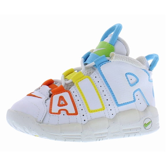 Nike Air More Uptempo BT Infant/Toddler Shoes Size 7, Color: White/Baltic Blue/Opti Yellow