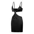 thumbnail image 6 of Qiylii Women Sexy Cutout Mini Dress Spaghetti Strap Satin Silk Bodycon Dress Cocktail Party Beach Strap Hollow Out Dress Y2k Streetwear, 6 of 9
