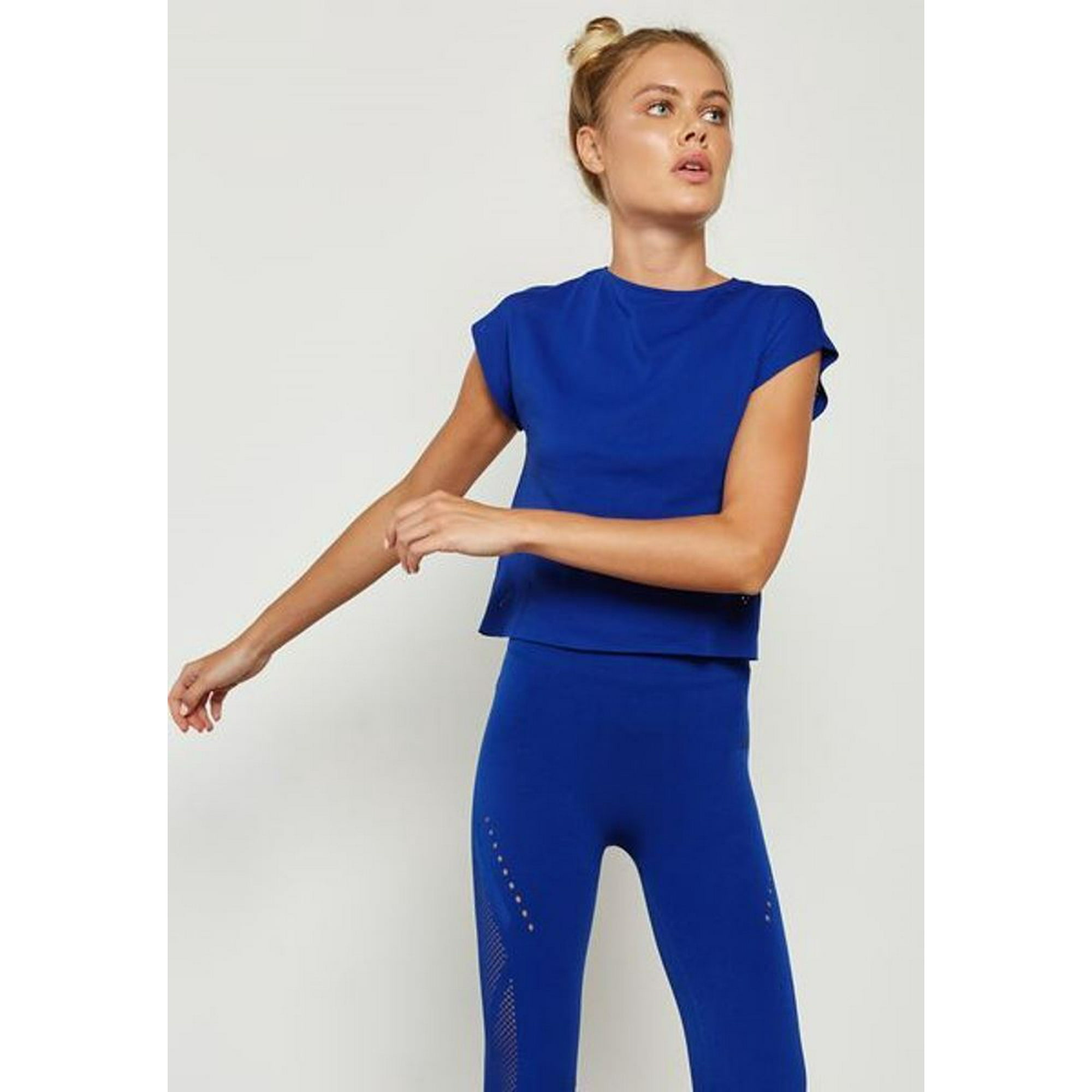 ADIDAS Training WARP Knit TEE Crop TOP BLUE CF1079 M