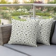 thumbnail image 4 of Green Flowers Pillow Covers 2 Pack Spring Floral Pillowcase Waterproof Outdoor Throw Pillow Cover for Patio Garden Square Cushion 24”x24”, 4 of 9