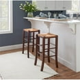 thumbnail image 2 of Linon Backless Set of Two 29" Wooden Barstools Handwoven Seat in Walnut, 2 of 15