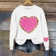 thumbnail image 5 of GUZOM Valentine's Day Womens White Sweatshirt - Charming Fuzzy Heart Sequin Detail, Soft Lightweight Relaxed Crewneck Cute Festive Casual Top,Size 3XL, 5 of 5