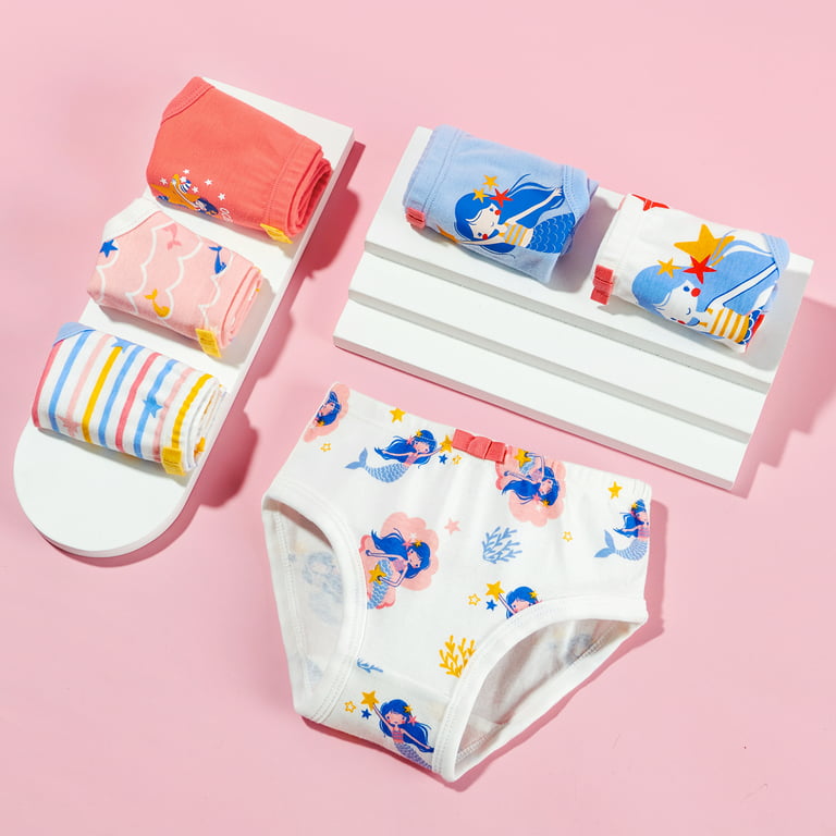 mijaja 6Pcs Girls' Pure Cotton Brief Underwear for Toddler 2-3 Years -  Fairies,Mermaid,Stars 