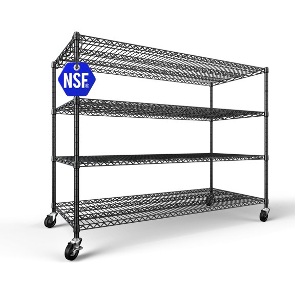 TrumanPick 2800LBS Garage Shelving Unit with Wheels 4 Tier Storage Shelves 76"H Adjustable Metal Shelves Garage Shelving Heavy Duty Organizer Rack for Pantry Kitchen, 60"W X 24"D X 76"H