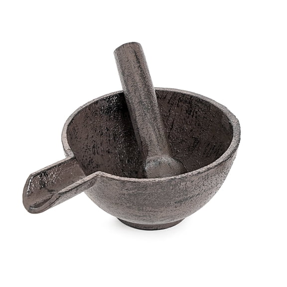 Sungmor Cast Iron Mortar and Pestle, Small Heavy Duty Black Spice Grinder Set, 3.9" Mortar and Pestle
