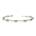 thumbnail image 1 of 10K White Gold Oval Peridot and Diamond Bracelet, 1 of 3