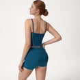 thumbnail image 6 of Women's Contrast Trim Cropped Tank Top with Square Neck and Spaghetti Straps - Small, Blue, 6 of 7