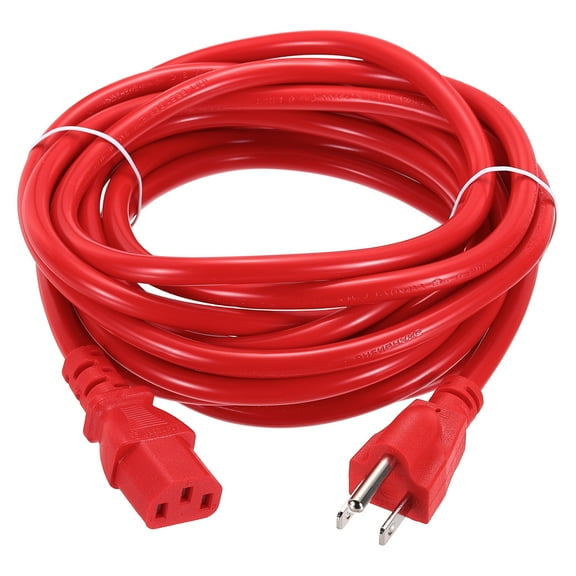 Uxcell 15ft 18 AWG Red 18/3 Universal Power Cord C13 to NEMA 5-15P 10A 125V 3-Prong Extension Power Cord